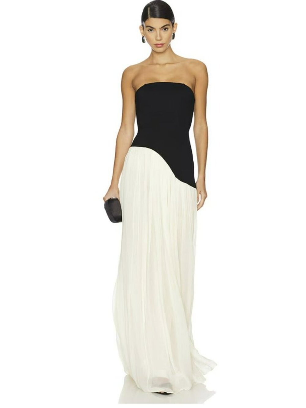 New Lovers and Friends Drop Waist Black Cream Alice Strapless Maxi Dress Small